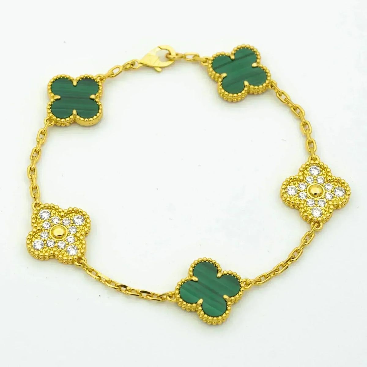 [OAKJURI Jewelry] CLOVER 5 MOTIF MALACHITE BRACELET COLLECTION