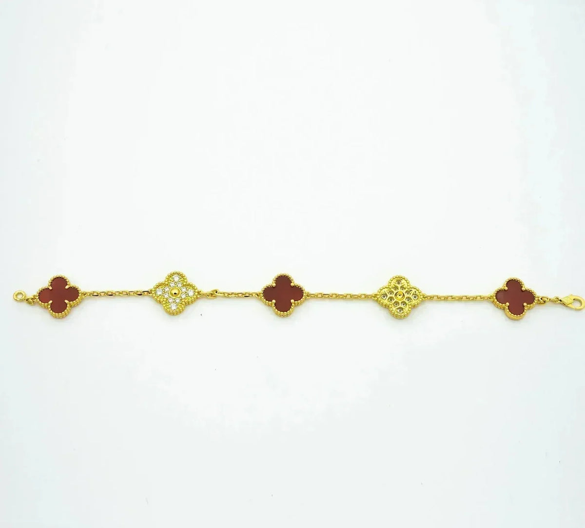 [OAKJURI Jewelry] CLOVER 5 MOTIF RED CORNELIAN BRACELET COLLECTION
