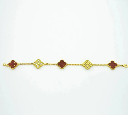 [OAKJURI Jewelry] CLOVER 5 MOTIF RED CORNELIAN BRACELET COLLECTION