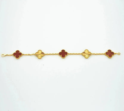 [OAKJURI Jewelry]CLOVER  5 MOTIFS CARNELIAN GOLD BRACELET