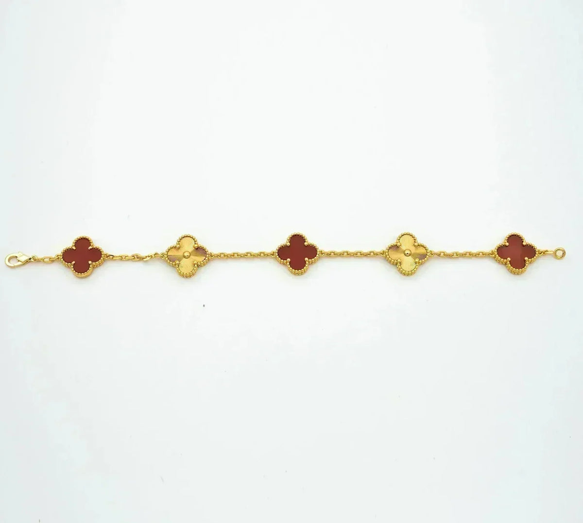 [OAKJURI Jewelry] CLOVER 5 MOTIF RED CORNELIAN BRACELET COLLECTION