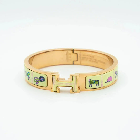 [OAKJURI Jewelry]H PINK GOLD BRACELET CREAM CERAMIC