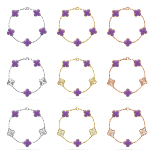 [OAKJURI Jewelry]CLOVER 5 MOTIF LIGHT PURPLE BRACELET COLLECTION