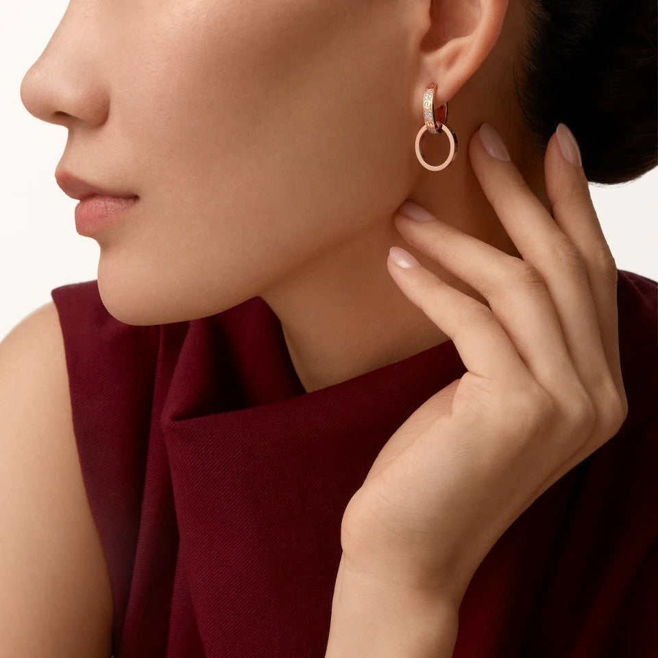 [OAKJURI Jewelry] LOVE 3.3MM DANGLE HALF DIAMOND EARRINGS