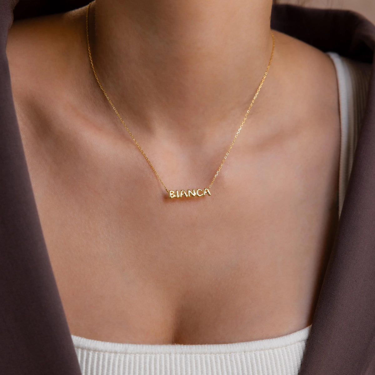 Tiny Bubble Name Necklace