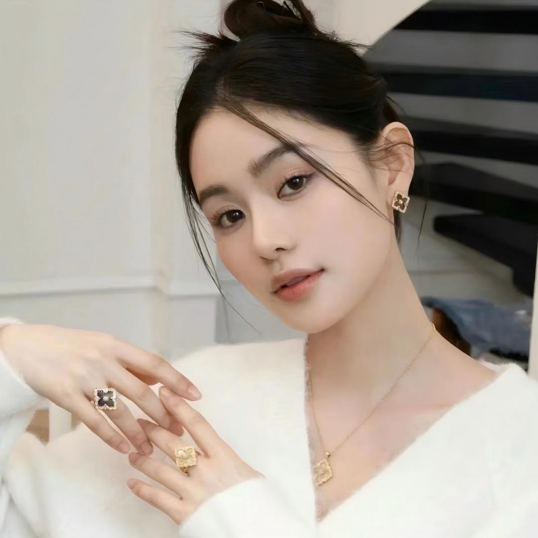 [OAKJURI Jewelry JEWELRY]OPERA TULLE GOLD BUTTON EARRINGS ENAMELED ELEMENT