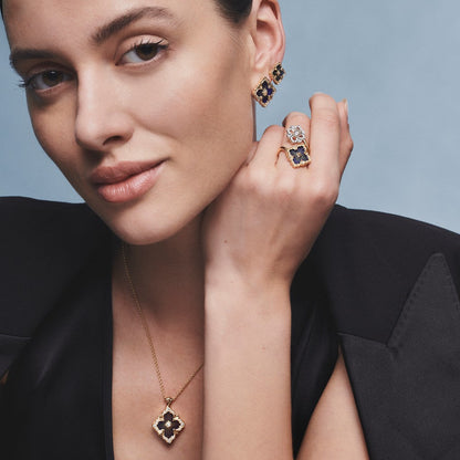 [OAKJURI Jewelry JEWELRY]OPERA TULLE GOLD BUTTON EARRINGS ENAMELED ELEMENT