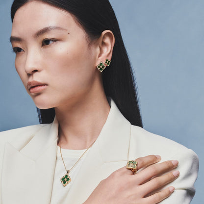 [OAKJURI Jewelry JEWELRY]OPERA TULLE GOLD BUTTON EARRINGS ENAMELED ELEMENT