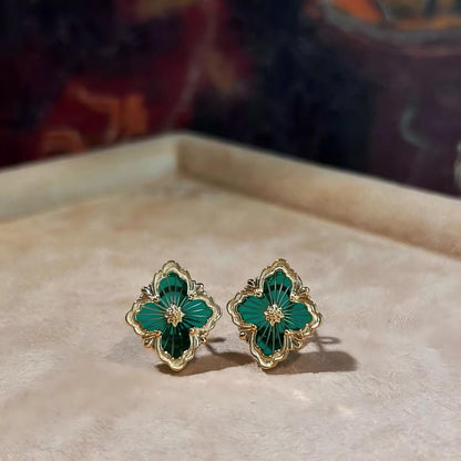 [OAKJURI Jewelry JEWELRY]OPERA TULLE GOLD BUTTON EARRINGS ENAMELED ELEMENT