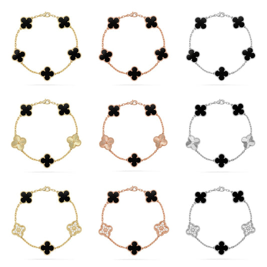 [OAKJURI Jewelry] CLOVER 5 MOTIF ONYXS BRACELET COLLECTION