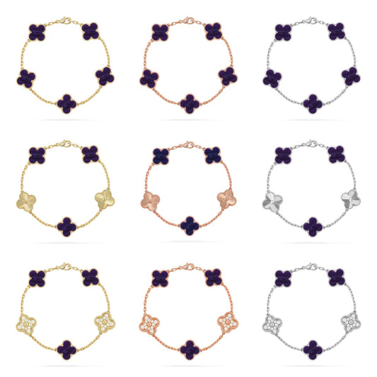 [OAKJURI Jewelry]CLOVER 5 MOTIF PURPLE STRIPES BRACELET COLLECTION