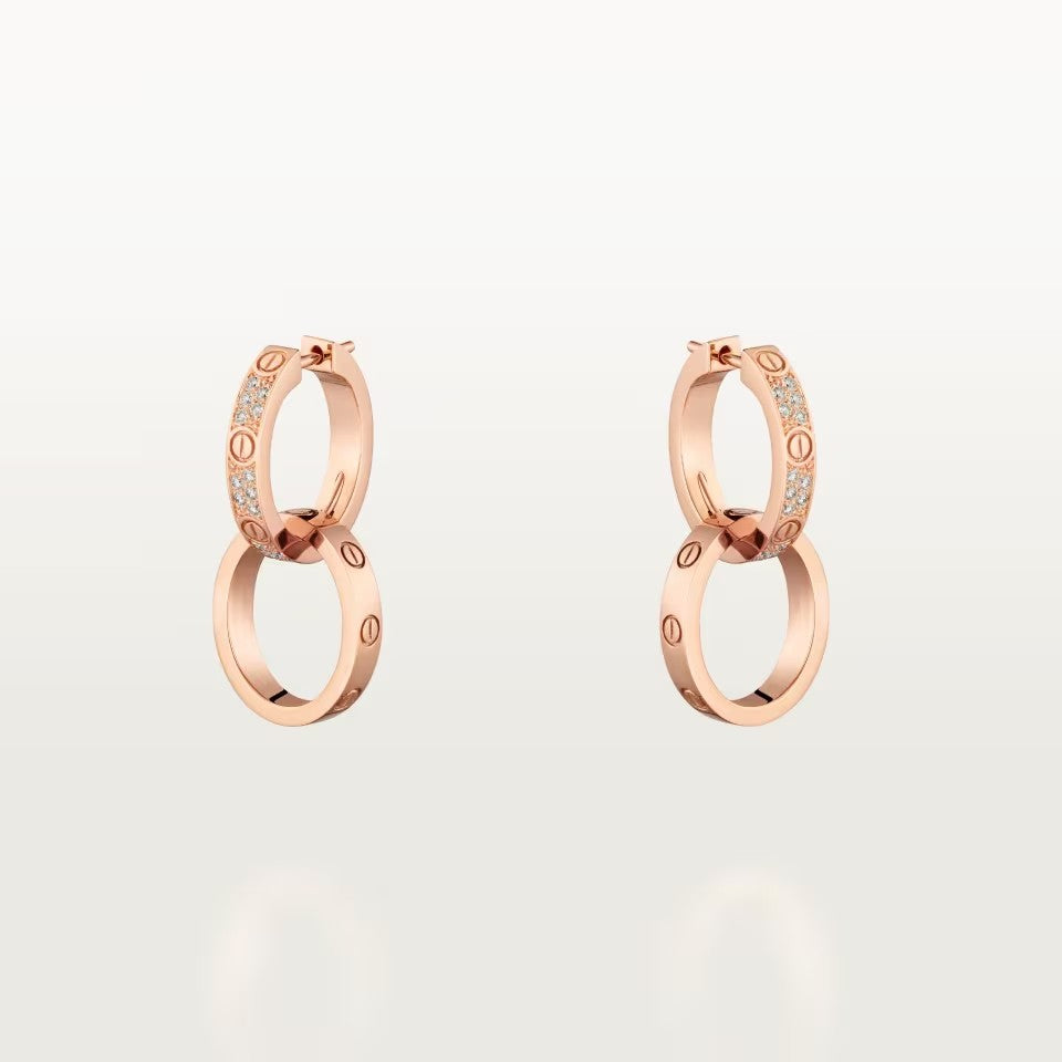 [OAKJURI Jewelry] LOVE 3.3MM DANGLE HALF DIAMOND EARRINGS