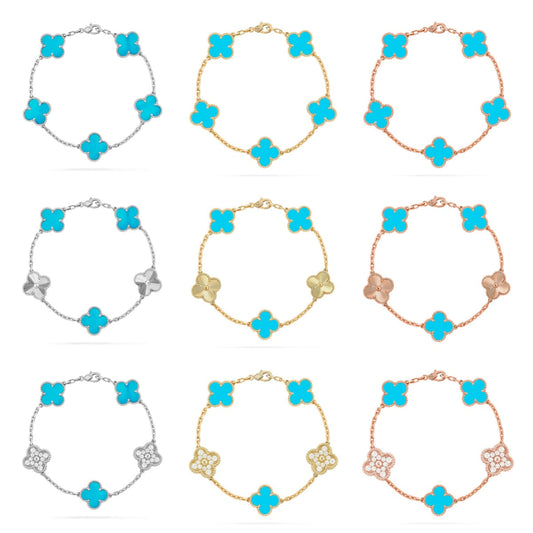 [OAKJURI Jewelry] CLOVER 5 MOTIF TURQUOISE BRACELET COLLECTION