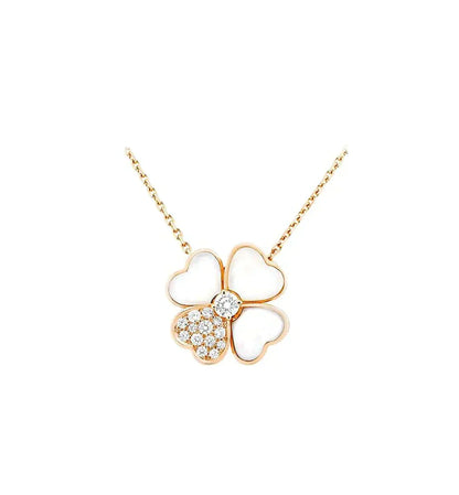 [OAKJURI Jewelry]CLOVER MOP DIAMOND ROSE GOLD NECKLACE