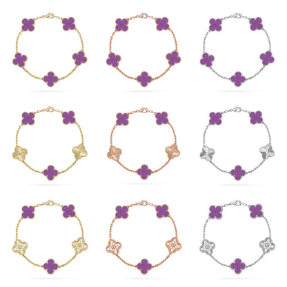 [OAKJURI Jewelry] CLOVER 5 MOTIF VIOLET BRACELET COLLECTION
