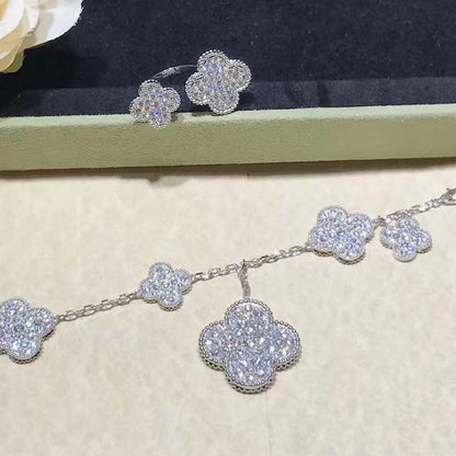 [OAKJURI Jewelry]CLOVER 6 MOTIFS SILVER DIAMOND BRACELET