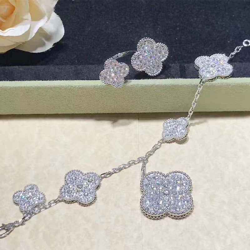 [OAKJURI Jewelry]CLOVER 6 MOTIFS SILVER DIAMOND BRACELET