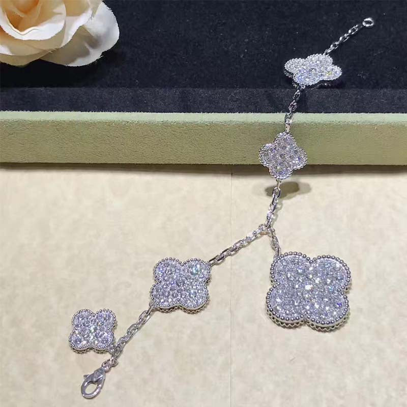 [OAKJURI Jewelry]CLOVER 6 MOTIFS SILVER DIAMOND BRACELET