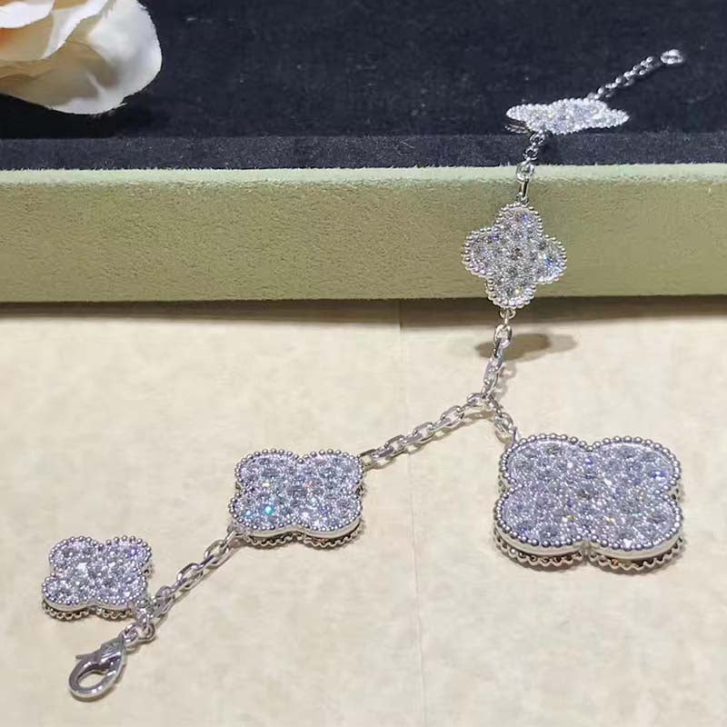 [OAKJURI Jewelry]CLOVER 6 MOTIFS SILVER DIAMOND BRACELET