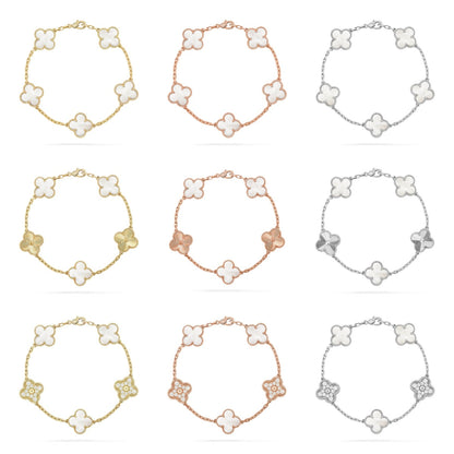 [OAKJURI Jewelry]CLOVER WHITE PEARL MOP 5 MOTIF BRACELET COLLECTION
