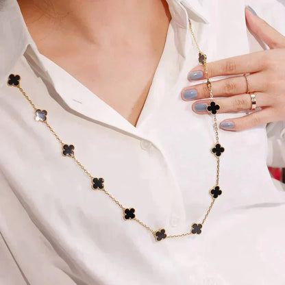 [OAKJURI Jewelry]CLOVER 20 MOTIFS ONYX NECKLACE