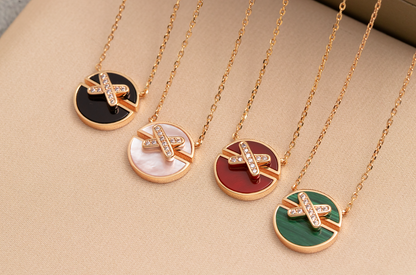 [OAKJURI Jewelry]JEUX DE PINK GOLD DIAMOND NECKLACE