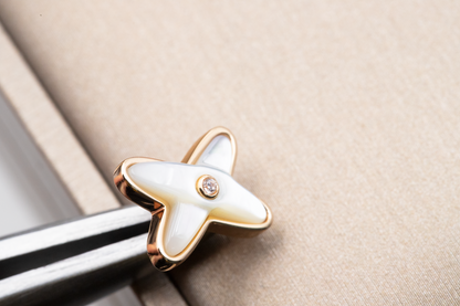 [OAKJURI Jewelry]JEUX DE WHITE MOP PINK GOLD DIAMOND EARRINGS