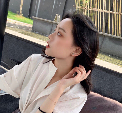 [OAKJURI Jewelry]JEUX DE WHITE MOP ROSE GOLD DIAMOND EARRINGS