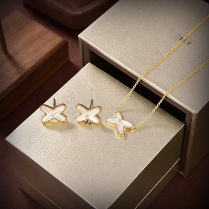 [OAKJURI Jewelry]JEUX DE WHITE MOP GOLD DIAMOND EARRINGS