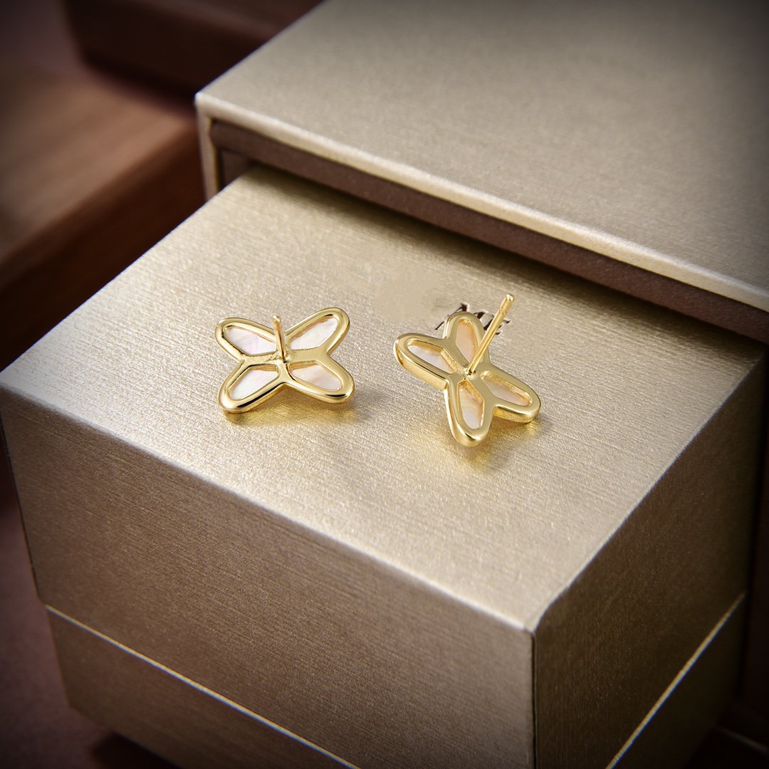 [OAKJURI Jewelry]JEUX DE WHITE MOP GOLD DIAMOND EARRINGS
