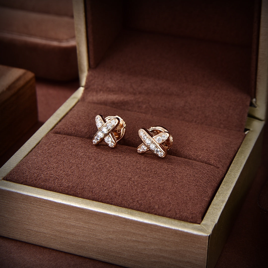[OAKJURI Jewelry]JEUX DE GOLD DIAMOND EARRINGS