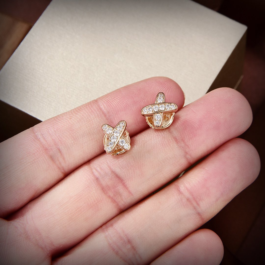 [OAKJURI Jewelry]JEUX DE GOLD DIAMOND EARRINGS
