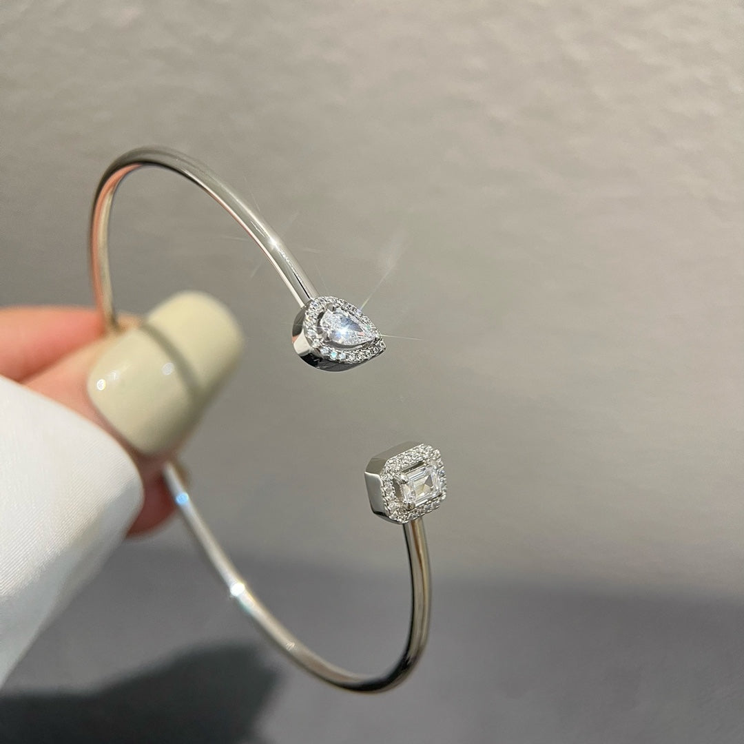 [OAKJURI Jewelry]JONC FLEX MY TWIN TOI & MOI SILVER DIAMOND BRACELET