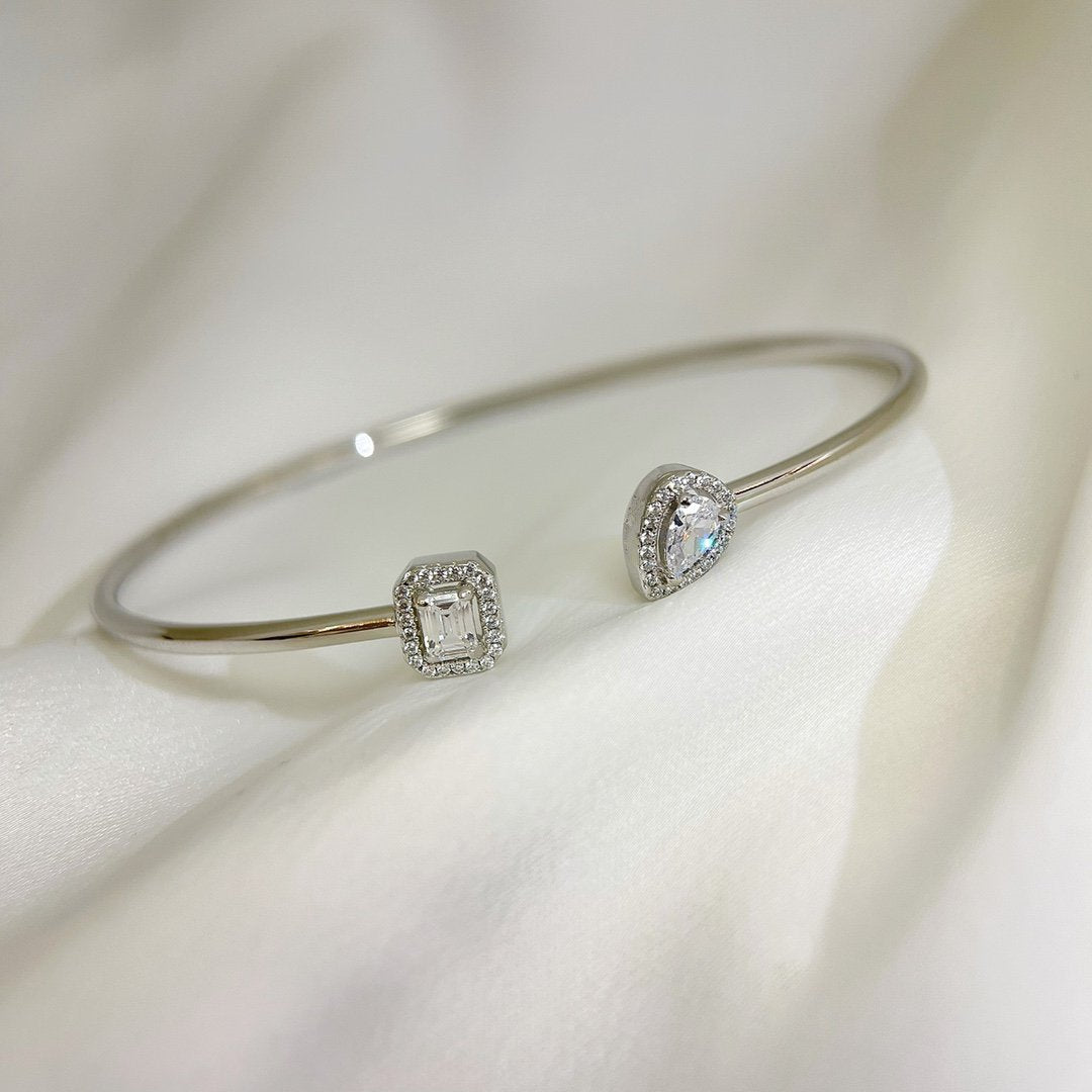 [OAKJURI Jewelry]JONC FLEX MY TWIN TOI & MOI SILVER DIAMOND BRACELET