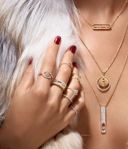 [OAKJURI Jewelry]LUCKY MOVE PM NECKLACE PINK GOLD DIAMOND