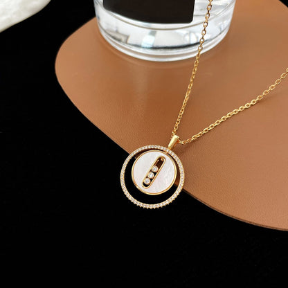 [OAKJURI Jewelry]LUCKY MOVE MM NACRE BLANCHE DIAMOND NECKLACE