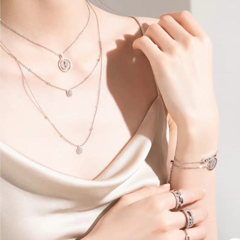 [OAKJURI Jewelry]LUCKY MOVER PM PAVED NECKLACE
