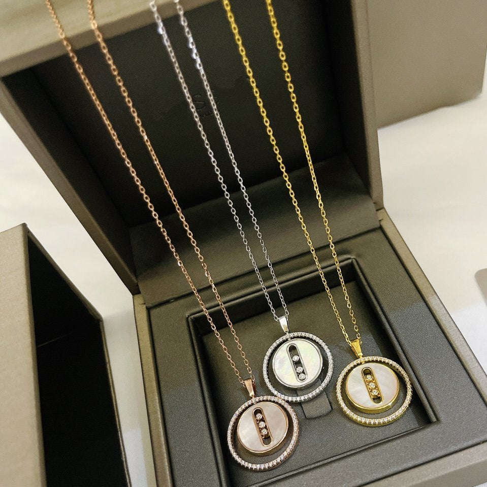 [OAKJURI Jewelry]LUCKY MOVE MM NACRE BLANCHE DIAMOND NECKLACE
