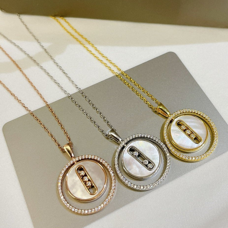 [OAKJURI Jewelry]LUCKY MOVE MM NACRE BLANCHE DIAMOND NECKLACE