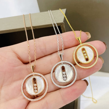 [OAKJURI Jewelry]LUCKY MOVE MM NACRE BLANCHE DIAMOND NECKLACE