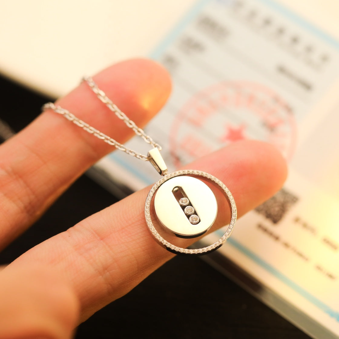 [OAKJURI Jewelry]LUCKY MOVE MM SILVER DIAMOND NECKLACE