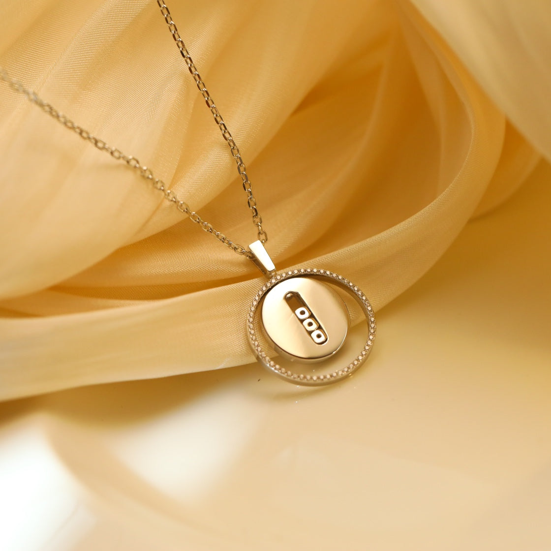 [OAKJURI Jewelry]LUCKY MOVE MM SILVER DIAMOND NECKLACE