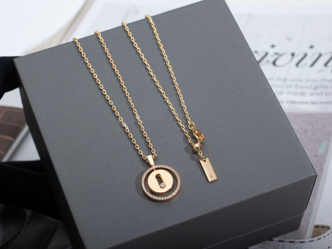 [OAKJURI Jewelry]LUCKY MOVE PM NECKLACE PINK GOLD DIAMOND