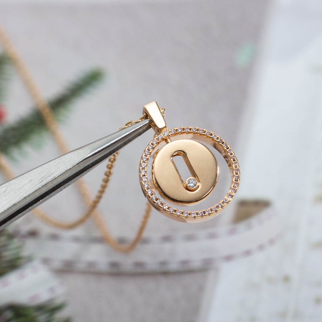 [OAKJURI Jewelry]LUCKY MOVE PM NECKLACE PINK GOLD DIAMOND