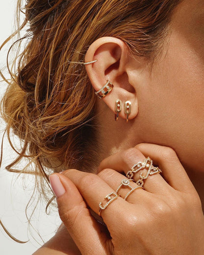 [OAKJURI Jewelry]CREOLES MOVE UNO MINI 1 DIAMOND EARRINGS
