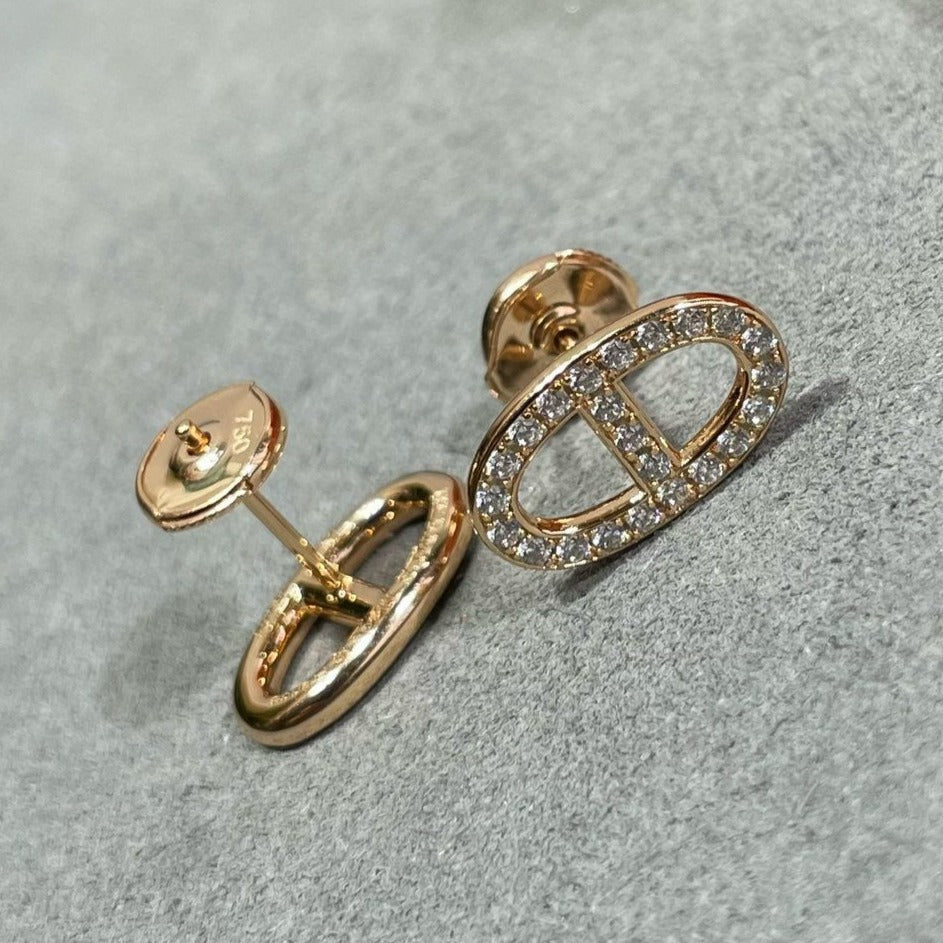 [OAKJURI Jewelry]HM FULL DIAMOND PIG NOSE STUD EARRINGS
