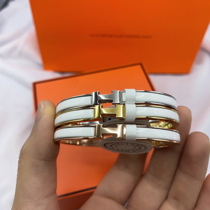 [OAKJURI Jewelry]CLASSIC HM CLIC WHITE 8MM ENAMEL BRACELET