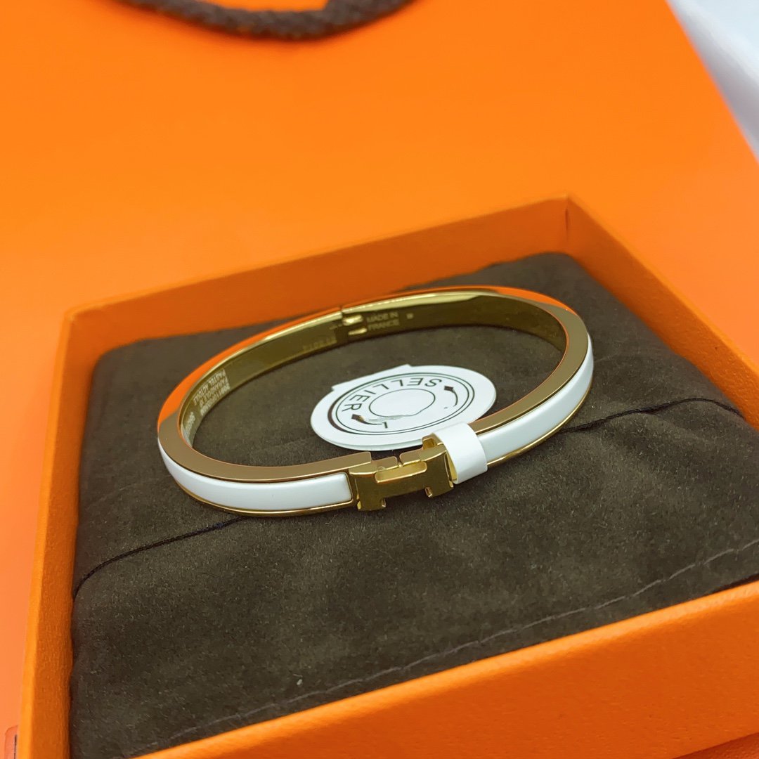 [OAKJURI Jewelry]CLASSIC HM CLIC WHITE 8MM ENAMEL BRACELET