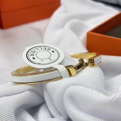 [OAKJURI Jewelry]CLASSIC HM CLIC WHITE 8MM ENAMEL BRACELET