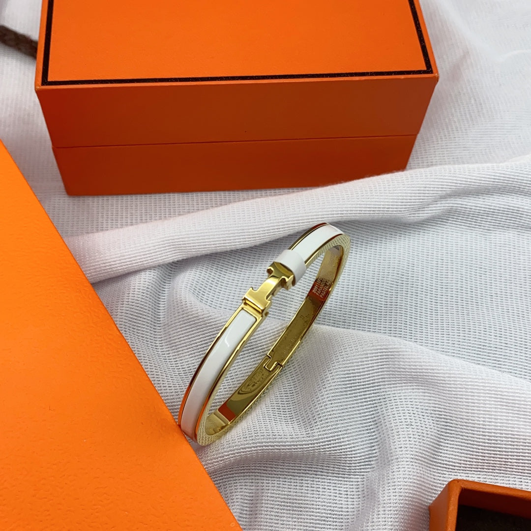 [OAKJURI Jewelry]CLASSIC HM CLIC WHITE 8MM ENAMEL BRACELET